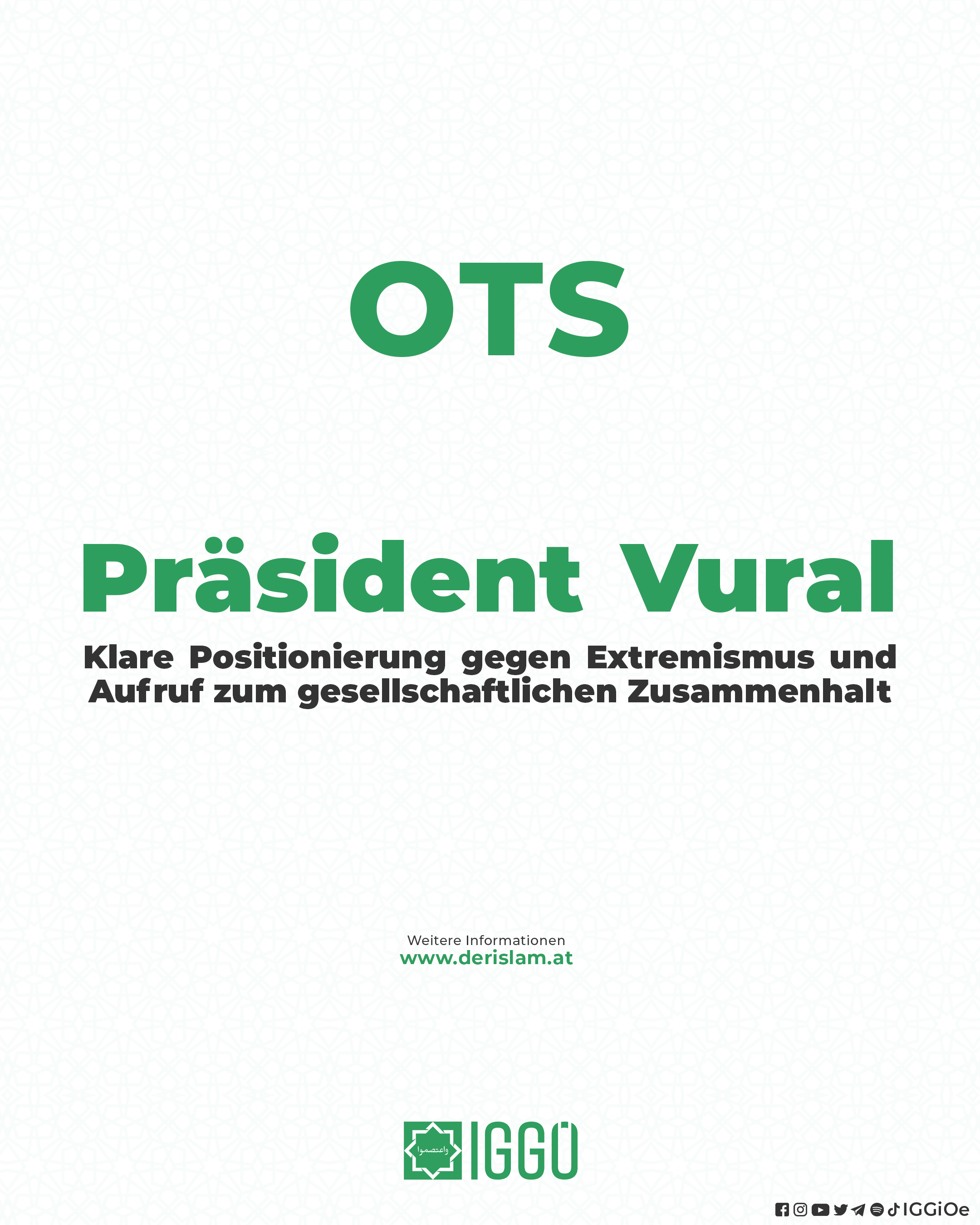 IGGÖ-Präsident Vural: Klare Positionierung gegen Extremismus und Aufruf zum gesellschaftlichen Zusammenhalt