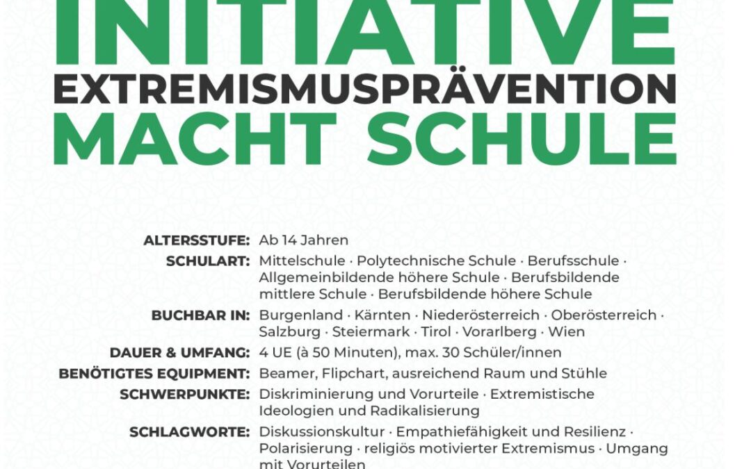 Extremismusprävention macht Schule: Jetzt Workshop-Angebot der IGGÖ für Ihre Klasse buchen!